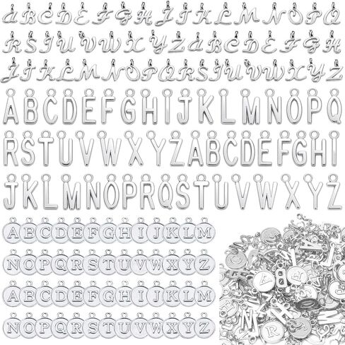 156 PCS 6 Sets Silver Gold Letter Charms, Capital A-Z Alphabet Bracelet and Necklace Pendant, Metal Letter Charms for Jewelry Making and DIY Crafting in Saudi Arabia