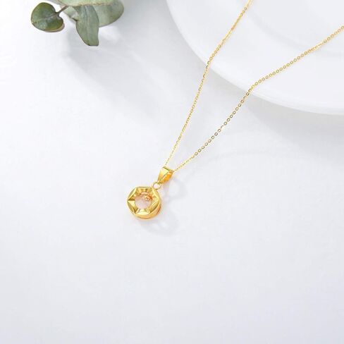 SISGEM 18K Real Gold Necklace for Women, Delicate Gold Dancing Synthetic Diamond Halo Circle Pendant Jewelry Anniversary for Mom, Wife, Girlfriend 18Inch in Saudi Arabia