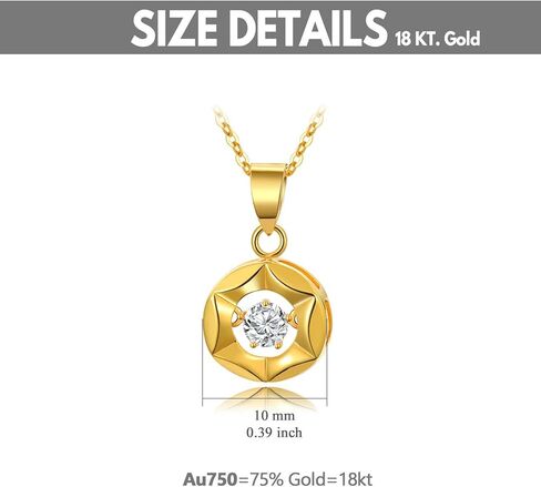 SISGEM 18K Real Gold Necklace for Women, Delicate Gold Dancing Synthetic Diamond Halo Circle Pendant Jewelry Anniversary for Mom, Wife, Girlfriend 18Inch in Saudi Arabia