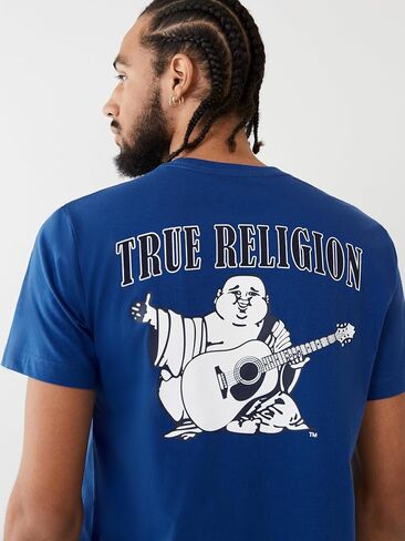 تي شيرت بأكمام قصيرة يحمل شعار بوذا للرجال من True Religion، أخضر عسكري، مقاس XXXL in Saudi Arabia