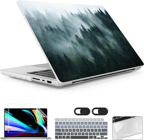 Case for MacBook Pro 14 Inch (2025-2021 Release), Models M5 A3434 A3112 M4 A3112 A3401 A3185 M3 A2918 A2992 M2 A2779 M1 A2442, Plastic Hard Shell Case with Keyboard Cover, Forest in Saudi Arabia