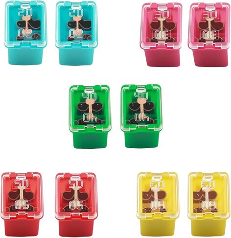 10PCS Car Fuse Combination Kit, Auto Fuses Assortment Kit, (20A 30A 40A 50A 60A) Tall/Standard and Low Profile Box Shaped Auto Fuses, Essential Vehicle Accessories for Trucks, RVs, SUVs (Low) in Kuwait