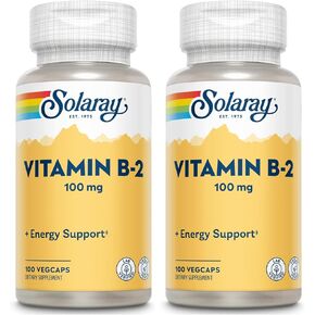 SOLARAY Vitamin B-2 Riboflavin 100 mg with Aloe Vera | Healthy Energy Metabolism, Skin, Hair & Nails | 100 CT in Kuwait