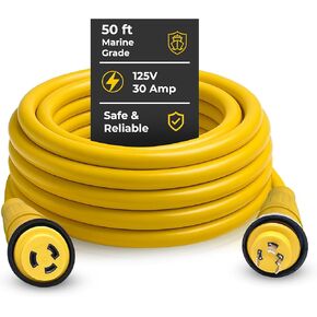 Marine & RV Cords 125v 30 amp x 25' Yellow Shore Power Boat Extension Cord, 25 ft - 21312 in Kuwait