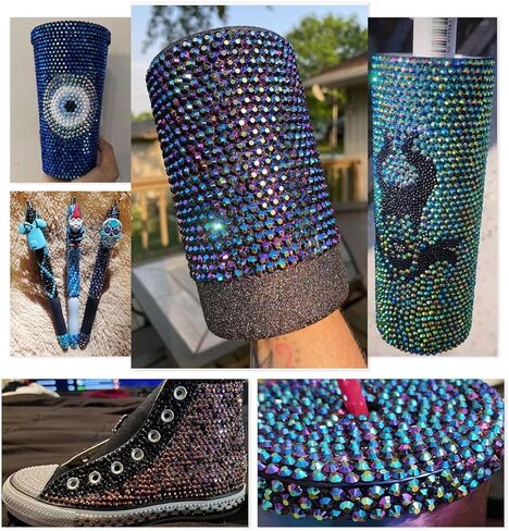 Blinginbox 1500 قطعة 5 مم من حجر الراين المسطح من الراتنج، أحجار الراين غير الإصلاحية للأكواب والملابس والمكياج وفن الأظافر والحرف اليدوية لتزيين المنزل (الشمبانيا) in Kuwait