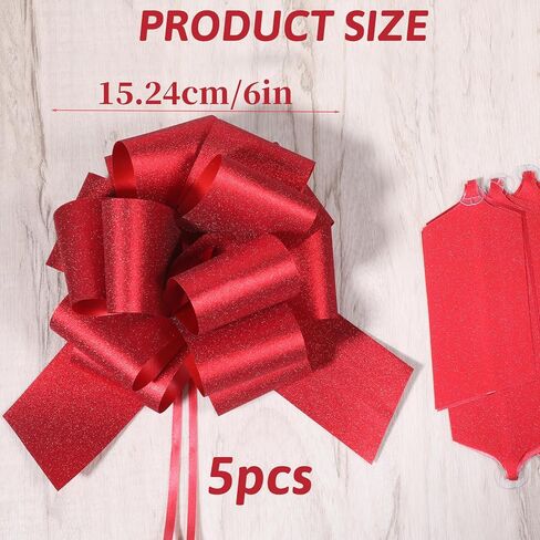 5PCS Red Bows for Gift Wrapping, 6 Inch Red Gift Bows, Red Bow for Gifts Wrapping, Gifts Wrap Bow for Wedding, Birthday, Christmas Party Decoration in Saudi Arabia