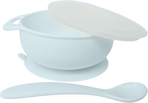 Lulyboo Silicone Feeding Packable Bowl with Handles and Lid & Spoon for Baby and Toddler, Ivory in Saudi Arabia