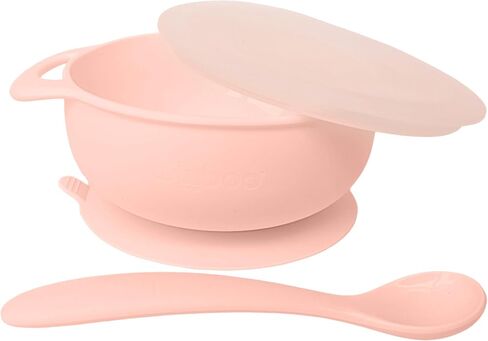 Lulyboo Silicone Feeding Packable Bowl with Handles and Lid & Spoon for Baby and Toddler, Ivory in Saudi Arabia