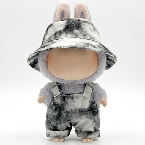 Lububu Doll Clothing Set , Green Hat and Overalls, for 15cm-17cm Labubu Dolls, Hand-Crafted,, Birthday Gift (2 Pieces) in Saudi Arabia