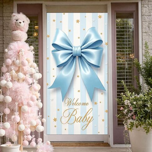 Welcome Home Little One Door Cover Bear Sleeping on Moon Door Banner for Mint Green Baby Shower Decorations Newborn Homecoming Porch Sign Gender Neutral Nursery Wall Decor 70.8 x 35.4 Inch in Kuwait
