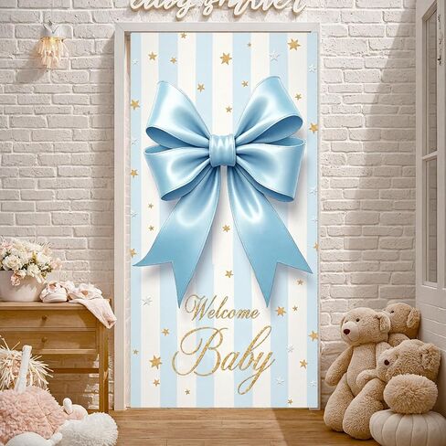 Welcome Home Little One Door Cover Bear Sleeping on Moon Door Banner for Mint Green Baby Shower Decorations Newborn Homecoming Porch Sign Gender Neutral Nursery Wall Decor 70.8 x 35.4 Inch in Kuwait