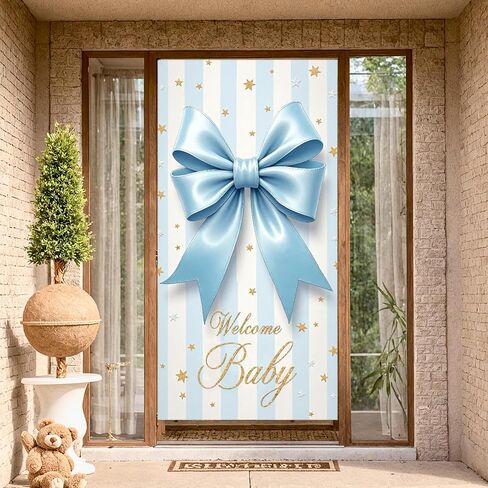 Welcome Home Little One Door Cover Bear Sleeping on Moon Door Banner for Mint Green Baby Shower Decorations Newborn Homecoming Porch Sign Gender Neutral Nursery Wall Decor 70.8 x 35.4 Inch in Kuwait