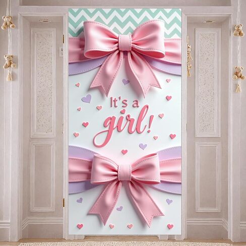 Welcome Baby Door Banner Welcome Home Baby Girl Door Cover with Pink Bow for Its A Girl Banner Baby Shower Favors Gender Reveal Party Decorations Newborn Celebration in Saudi Arabia