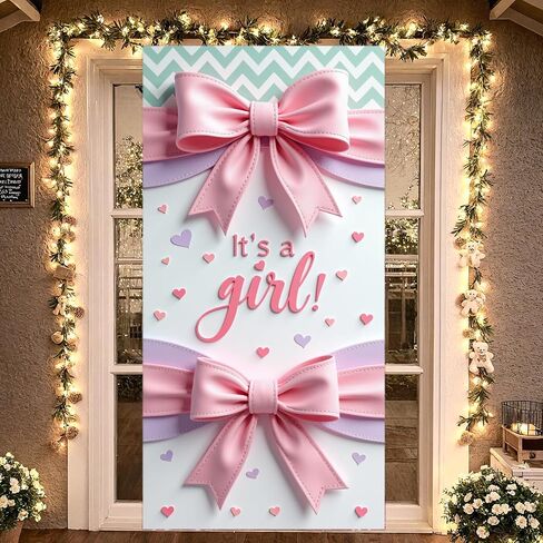 Welcome Baby Door Banner Welcome Home Baby Girl Door Cover with Pink Bow for Its A Girl Banner Baby Shower Favors Gender Reveal Party Decorations Newborn Celebration in Saudi Arabia