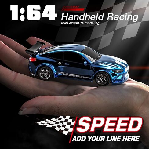 سيارة انجراف صغيرة تعمل بالتحكم عن بعد بمقياس 1:64، 2.4 جيجا هرتز 4WD نموذج سيارة متناسب بالكامل مع أضواء LED، لعبة رياضية للسباق للبالغين والمراهقين (أزرق) in Kuwait