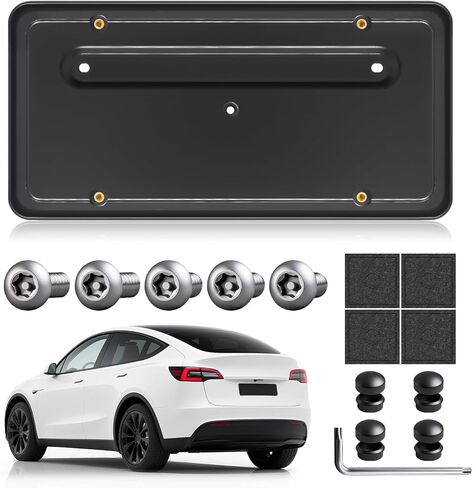 Rear License Plate Holder for Tesla Model Y(2020-2024)& Model 3(2017-2023),Rear License Plate Frames for Tesla Model 3&Y Accessories,Rear Number Plate with Anti Theft Screw Kit-OE:109684400B in Kuwait