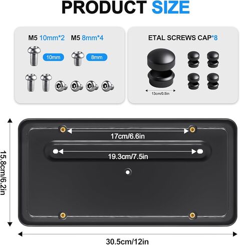 Rear License Plate Holder for Tesla Model Y(2020-2024)& Model 3(2017-2023),Rear License Plate Frames for Tesla Model 3&Y Accessories,Rear Number Plate with Anti Theft Screw Kit-OE:109684400B in Kuwait