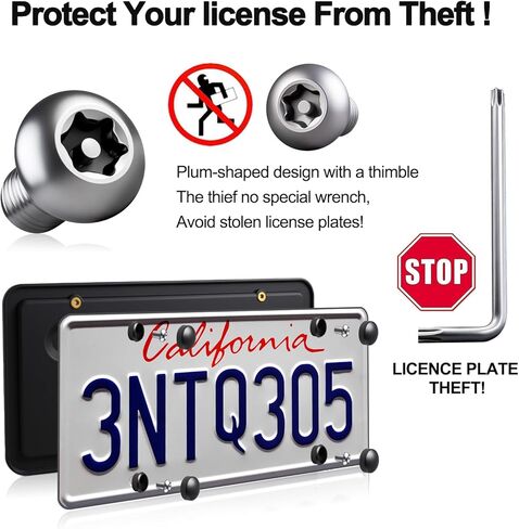 Rear License Plate Holder for Tesla Model Y(2020-2024)& Model 3(2017-2023),Rear License Plate Frames for Tesla Model 3&Y Accessories,Rear Number Plate with Anti Theft Screw Kit-OE:109684400B in Kuwait