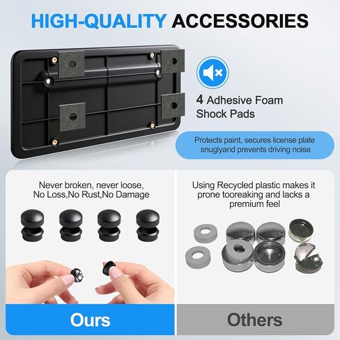 Rear License Plate Holder for Tesla Model Y(2020-2024)& Model 3(2017-2023),Rear License Plate Frames for Tesla Model 3&Y Accessories,Rear Number Plate with Anti Theft Screw Kit-OE:109684400B in Kuwait