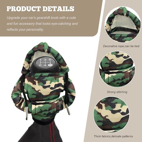 Car Shift Knob Hoodie Cover, Funny Shifter Stick Hoodie Protector Mini Gear Lever Decor, Fashionable Gear Shifter Shirt Sweater Universal Interior Decoration for SUV Truck RV (Camouflage) in Saudi Arabia