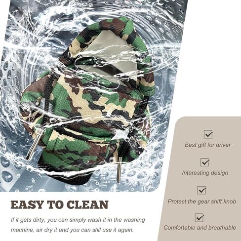 Car Shift Knob Hoodie Cover, Funny Shifter Stick Hoodie Protector Mini Gear Lever Decor, Fashionable Gear Shifter Shirt Sweater Universal Interior Decoration for SUV Truck RV (Camouflage) in Saudi Arabia