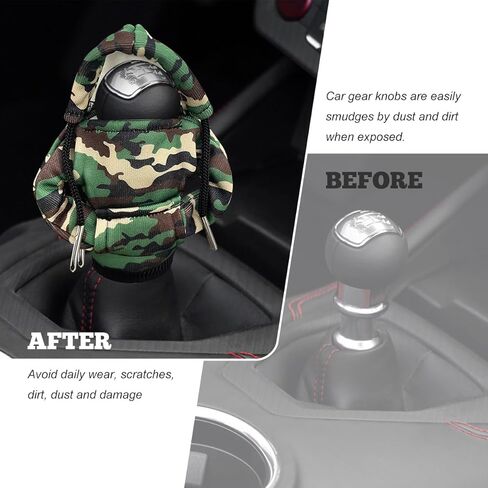 Car Shift Knob Hoodie Cover, Funny Shifter Stick Hoodie Protector Mini Gear Lever Decor, Fashionable Gear Shifter Shirt Sweater Universal Interior Decoration for SUV Truck RV (Camouflage) in Saudi Arabia
