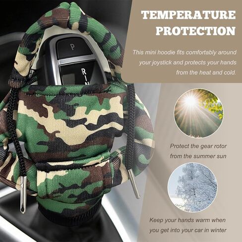 Car Shift Knob Hoodie Cover, Funny Shifter Stick Hoodie Protector Mini Gear Lever Decor, Fashionable Gear Shifter Shirt Sweater Universal Interior Decoration for SUV Truck RV (Camouflage) in Saudi Arabia