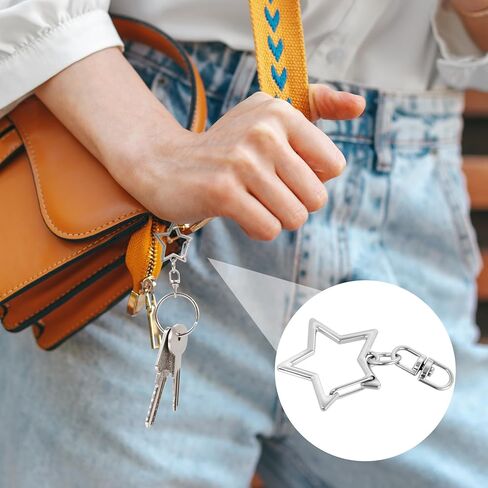 20pcs Star Shaped Spring Snap Clasps, Swivel Keychain Clip Buckle with Open Jump Ring, Zinc Alloy Snap Hook Jewelry Clasps for Keychain DIY Crafts- Silver in Saudi Arabia