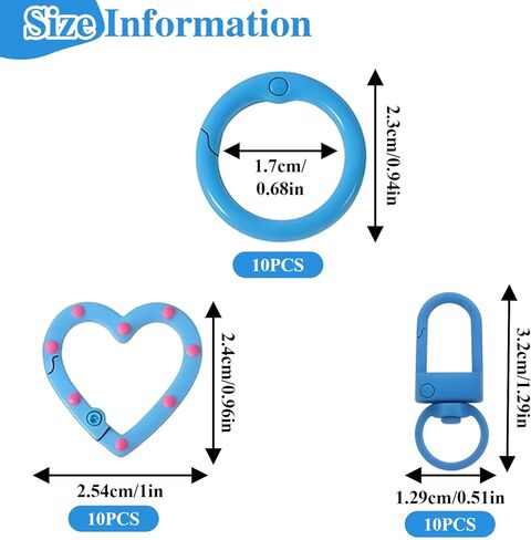 30 Pcs Colorful Small Keychain Clasps Set, Lobster Clasp Keychain Parts with Swivel Clasp Hooks, Spring O Rings, Heart Shaped for Key Chain DIY Crafts & Gifts in Saudi Arabia