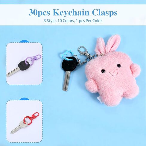 30 Pcs Colorful Small Keychain Clasps Set, Lobster Clasp Keychain Parts with Swivel Clasp Hooks, Spring O Rings, Heart Shaped for Key Chain DIY Crafts & Gifts in Saudi Arabia