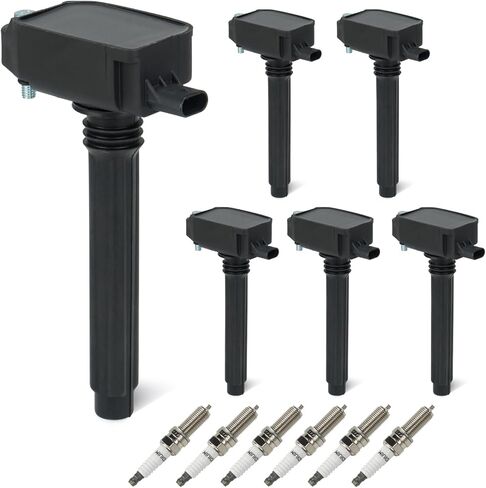 Set of 6 Ignition Coils Pack 6 Iridum Spark Plugs Compatible with 2017-2021 Chrysler Pacifica 3.6L, 2016-2018 Dodge Durango Jeep Grand Cherokee Wrangler, 2019 Ram 1500 Replace UF807 in Saudi Arabia