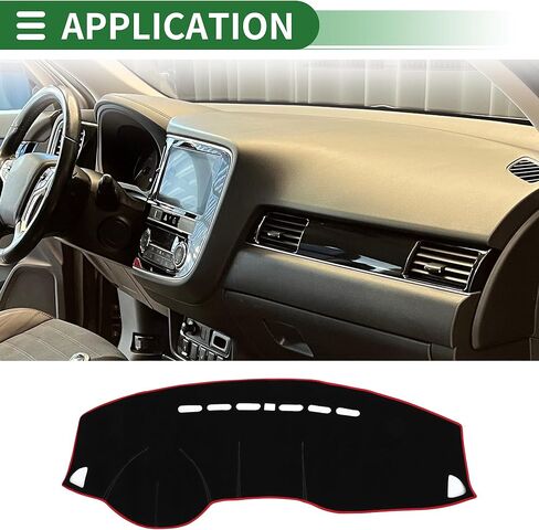 غطاء لوحة القيادة Motoforti، سجادة لوحة القيادة غير قابلة للانزلاق لسيارة Mitsubishi Outlander Sport 2011-2024، بوليستر، أسود وأحمر in Saudi Arabia
