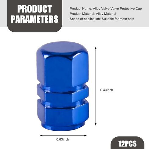 12PCS Car Tire Valve Stem Caps, Aluminum Wheel Valve Covers, Dustproof Leak-Proof Heavy-Duty Tire Stem Cap, Universal for Car, SUV, Bike, Truck, Motorcycles, Car Accessories (Blue) in Saudi Arabia