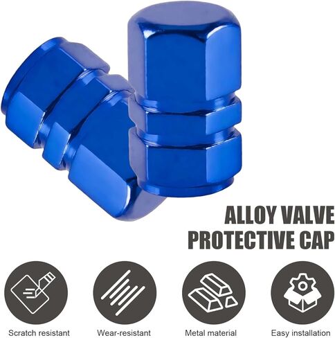 12PCS Car Tire Valve Stem Caps, Aluminum Wheel Valve Covers, Dustproof Leak-Proof Heavy-Duty Tire Stem Cap, Universal for Car, SUV, Bike, Truck, Motorcycles, Car Accessories (Blue) in Saudi Arabia