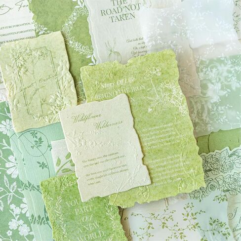 30 Sheets Vintage Embossed Nature Background Paper, Retro Decorative Plants Flower Leaf Poem Lace Decor Papers for Journaling Scrapbooking Letter Gift Wrap Decorations in Saudi Arabia