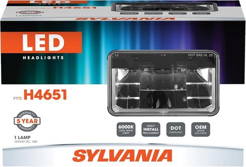 سيلفانيا - مصباح أمامي بشعاع مختوم LED H4651 - مستطيل 4 × 6 بوصة - مصباح أمامي بشعاع مختوم أبيض بارد 6000 ك - ضوء تحديثي، شاحنة، سيارة، دراجة نارية (يحتوي على لمبة واحدة) in Saudi Arabia