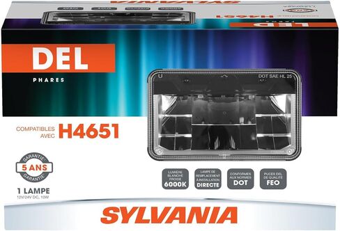 سيلفانيا - مصباح أمامي بشعاع مختوم LED H4651 - مستطيل 4 × 6 بوصة - مصباح أمامي بشعاع مختوم أبيض بارد 6000 ك - ضوء تحديثي، شاحنة، سيارة، دراجة نارية (يحتوي على لمبة واحدة) in Saudi Arabia
