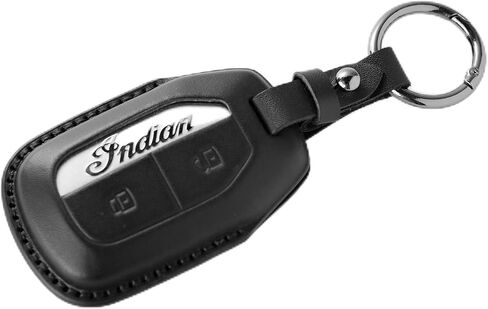 غطاء Kyumi Premium Leather Key Fob للدراجات النارية الهندية Challenger & Pursuit (2020-2025) - حافظة واقية مع حلقة سلسلة مفاتيح in Saudi Arabia