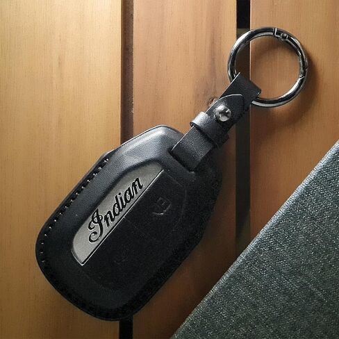 غطاء Kyumi Premium Leather Key Fob للدراجات النارية الهندية Challenger & Pursuit (2020-2025) - حافظة واقية مع حلقة سلسلة مفاتيح in Saudi Arabia