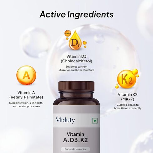 by Palak Notes - Advance Vitamin ADK - Multivitamin - Contains Vitamin A - D3 - K1 - K24 - K27 - Vitamin ADK Supplement - Optimum Vitamin Levels - 3 Fat Soluble Vitamins - Pack of 60 Capsules in Saudi Arabia