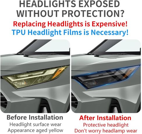 Car Headlight Protective Film for 2019 2020 2021 2022 2023 2024 2025 Toyota RAV4 and RAV4 Hybrid & RAV4 Prime Auto Accessories Exterior Decor Black Smart Tint TPU Cover Vinyl Wrap Self Sticker in Saudi Arabia
