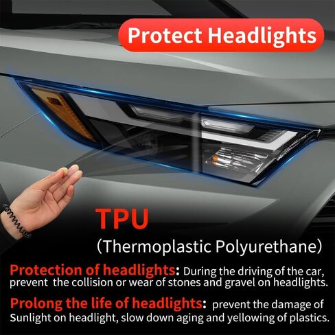 Car Headlight Protective Film for 2019 2020 2021 2022 2023 2024 2025 Toyota RAV4 and RAV4 Hybrid & RAV4 Prime Auto Accessories Exterior Decor Black Smart Tint TPU Cover Vinyl Wrap Self Sticker in Saudi Arabia