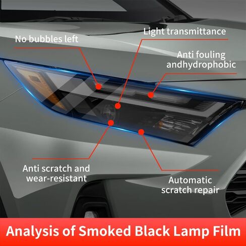 Car Headlight Protective Film for 2019 2020 2021 2022 2023 2024 2025 Toyota RAV4 and RAV4 Hybrid & RAV4 Prime Auto Accessories Exterior Decor Black Smart Tint TPU Cover Vinyl Wrap Self Sticker in Saudi Arabia