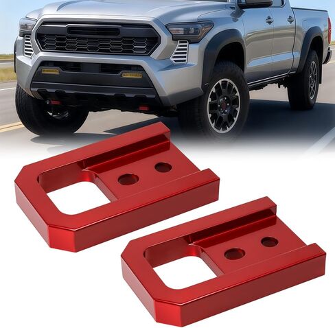 قطعتان من خطافات السحب الأمامية شديدة التحمل لسيارة Toyota Tacoma 2024-2026، 4Runner 2025-2026 وLand Cruiser LC250 2024-2025، نقاط استرداد من سبائك الصلب المطلية بمسحوق أحمر، استبدال مسمار مباشر (فولاذ) in Kuwait