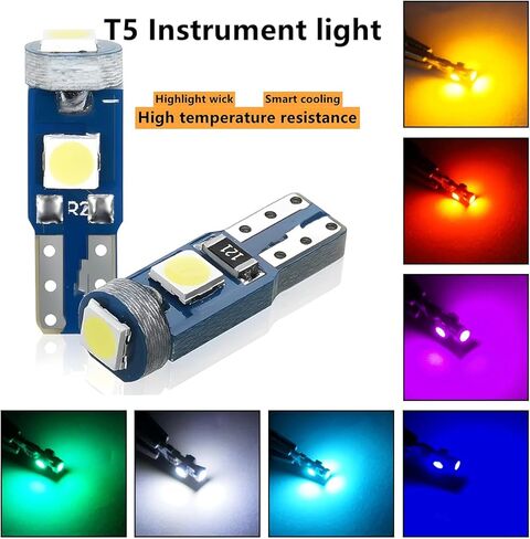 مصابيح T5 LED للوحة قيادة السيارة، 20 قطعة 3030-3SMD LED لمبة مع مقبس قفل ملتوي، لمبة إضاءة فائقة السطوع لمؤشر قياس لوحة مجموعة الأدوات in Kuwait