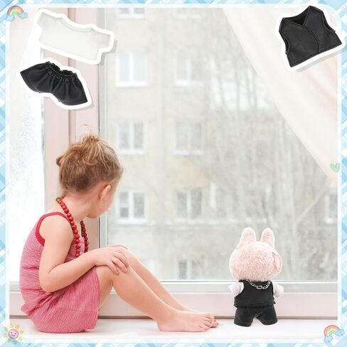 Hiboom 4 Piece Clothes Set for 17cm Doll Outfit Black Leather Vest, Skirt, White T-Shirt, Necklace Outfit for 17cm Accessories Suit 1st/2nd/3rd Gen Dolls (No Doll) in Saudi Arabia