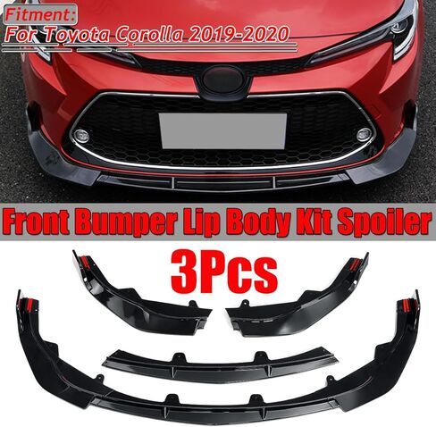 طقم جسم المصد الأمامي مكون من 3 قطع لسيارة Toyota Corolla LE XLE سيدان 2020-2023، بديل مقسم الشفاه الأمامي الممتص للصدمات السفلي متوافق مع Toyota Corolla LE XLE سيدان، أسود in Kuwait