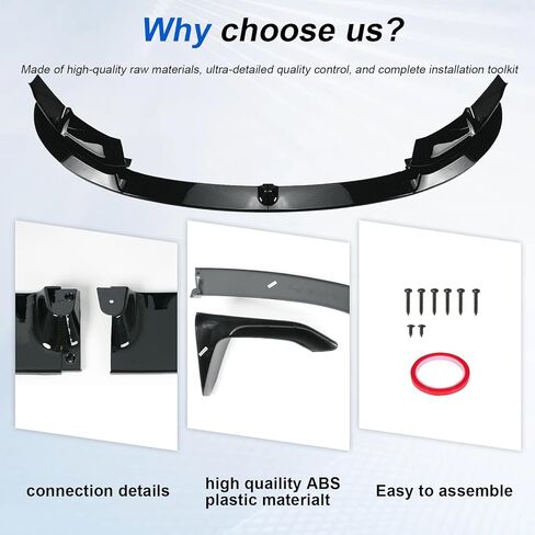 KHK Front Bumper Lip Compatible with 2015-2020 BMW F80 M3 F82 F83 M4 MP Style, Glossy Black Car Front Lip Bumper Air Splitter in Kuwait