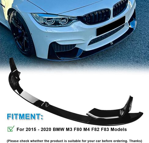 KHK Front Bumper Lip Compatible with 2015-2020 BMW F80 M3 F82 F83 M4 MP Style, Glossy Black Car Front Lip Bumper Air Splitter in Kuwait
