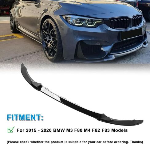 KHK Front Bumper Lip Compatible with 2015-2020 BMW F80 M3 F82 F83 M4 MP Style, Glossy Black Car Front Lip Bumper Air Splitter in Saudi Arabia
